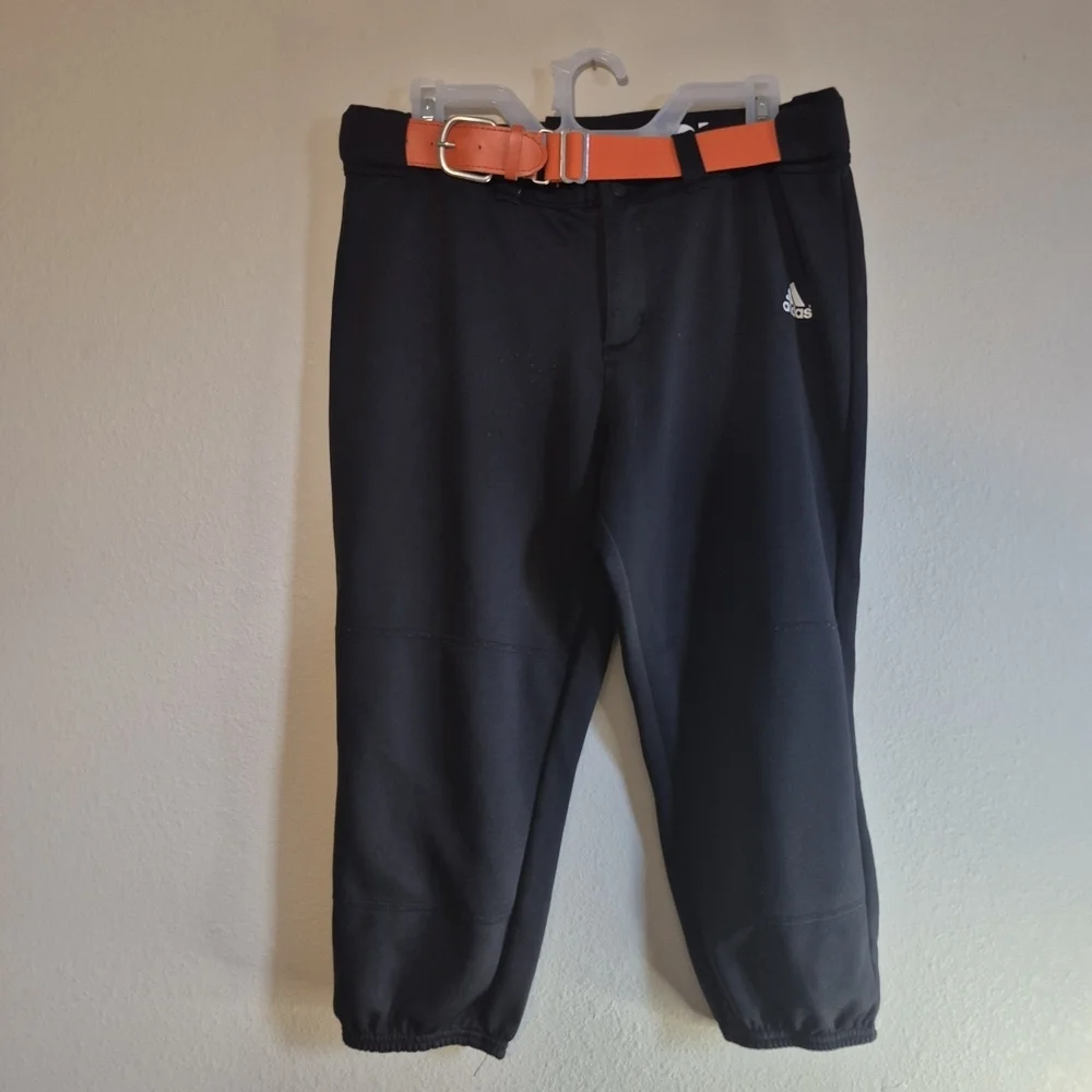adidas Black Sweatpants with Orange Belt
